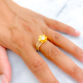 Bespoke Golden Flower 22k Gold CZ Ring