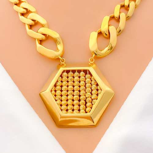 Unique Hexagon 5-Piece 21k Gold Necklace Set 