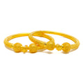 Eclectic Decadent 22k Gold Floral Pipe Bangles 