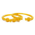 Eclectic Decadent 22k Gold Floral Pipe Bangles 