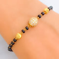 Fancy Decorative 22k Gold Black Bead CZ Bracelet