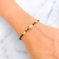 Fancy Decorative 22k Gold Black Bead CZ Bracelet