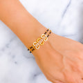 Extravagant Radiant 22k Gold Black Bead CZ Bracelet