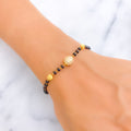 Gorgeous Graceful 22k Gold Black Bead CZ Bracelet