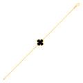 Upscale Black Onyx 21k Gold Clover Bracelet 