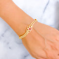 Glistening Floral 22k Gold CZ Bangle Bracelet