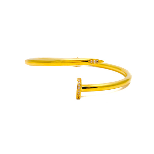 Bright Bold 21k Gold CZ Nail Bangle Bracelet