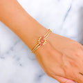 Dazzling Floral 22k Gold CZ Bangle Bracelet