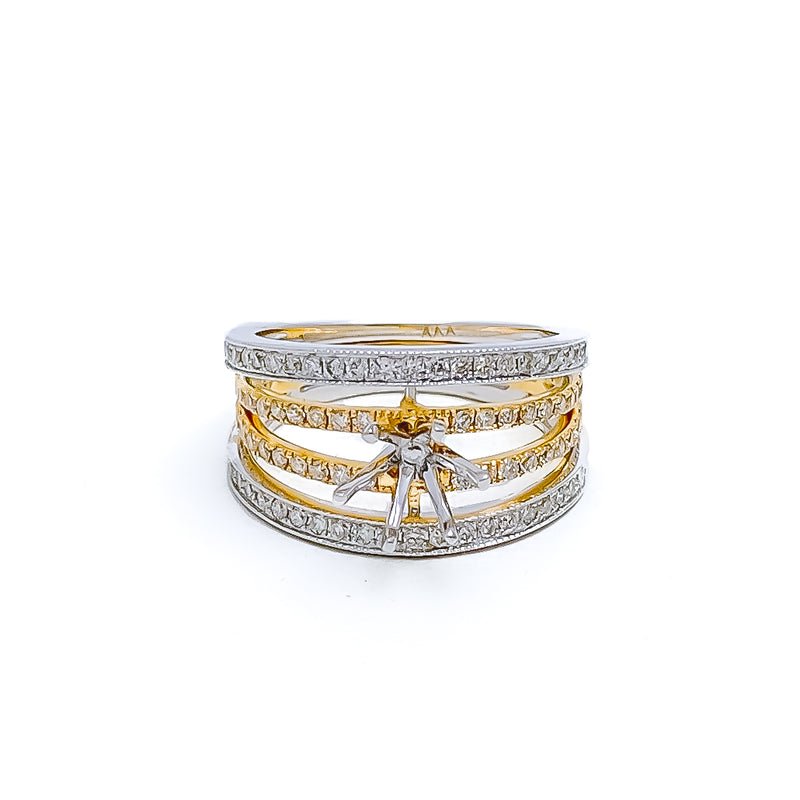 Dressy Dual Tone 18K Gold + Diamond Setting