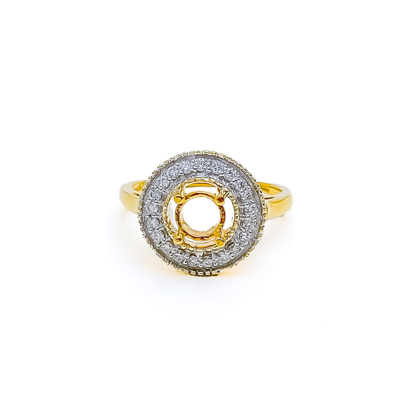 Rare Signature 18K Gold + Diamond Setting
