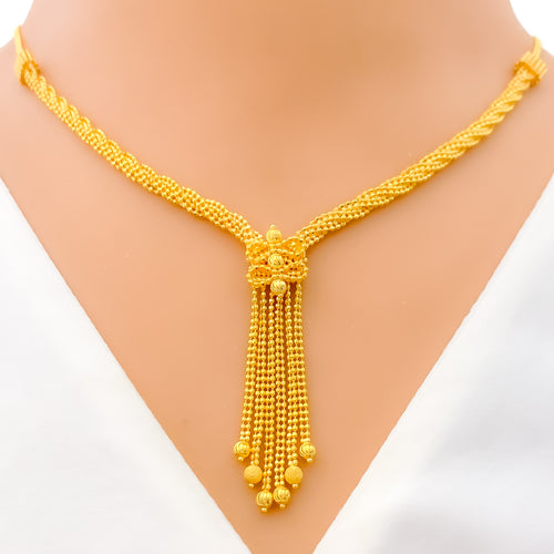 Graceful Fancy Rope 22k Gold Necklace Set