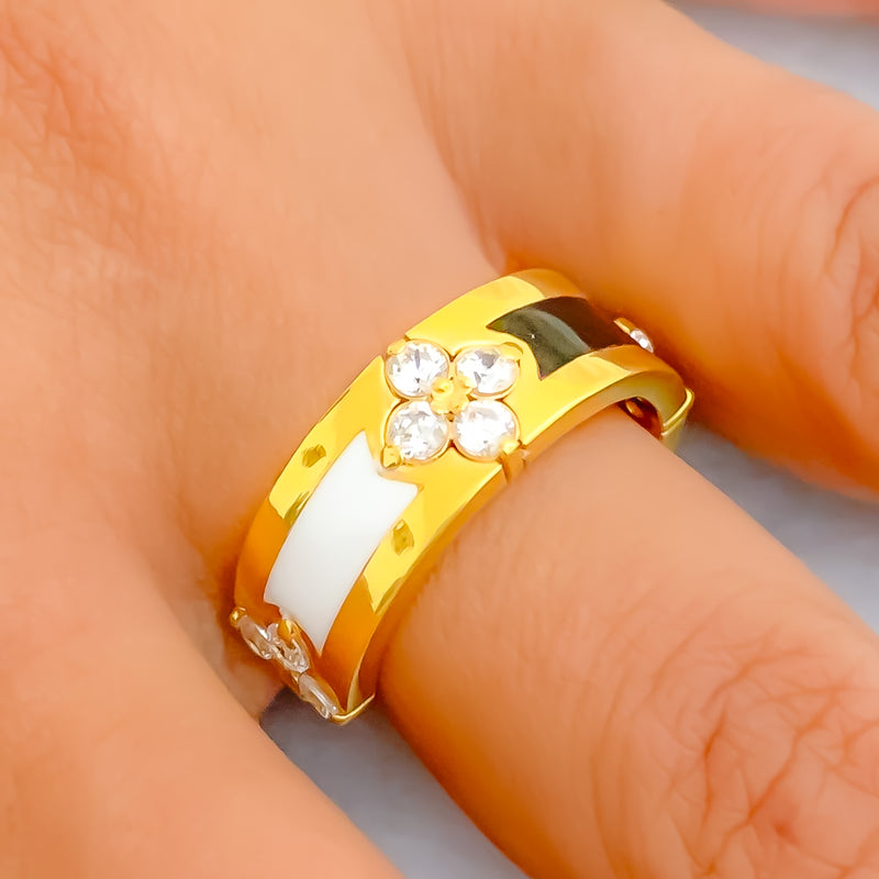 Dazzling Trendy 21k Gold CZ Ring
