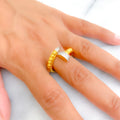 Lustrous Shimmering 21k Gold CZ Ring