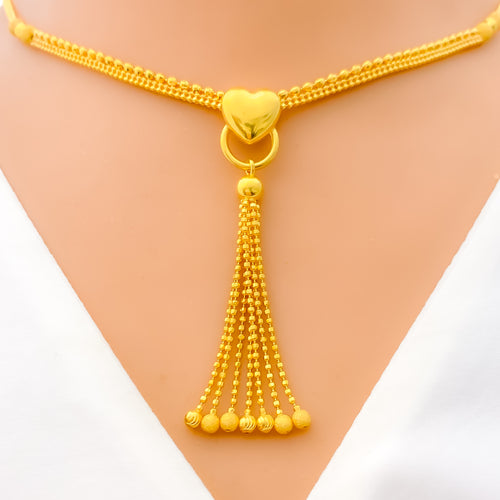Lavish Upscale Heart 22K Gold Necklace Set