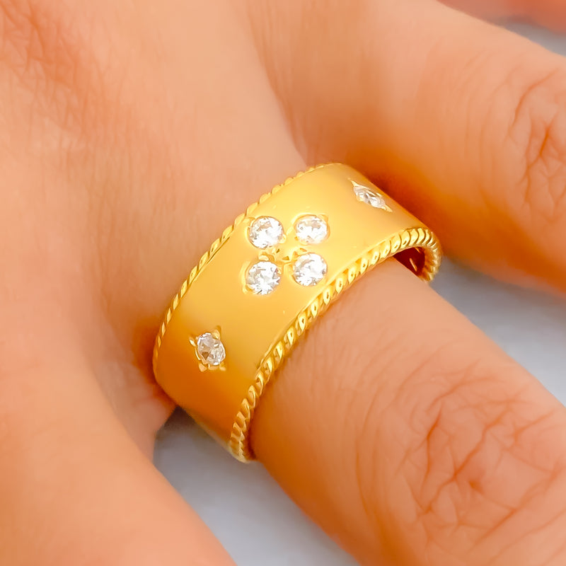Delightful Adorned 21k Gold CZ Ring
