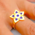 Modern Floral 21k Gold CZ Ring