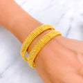 Decorative Fine Beaded 22k Gold Bangle Pair