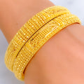 Decorative Fine Beaded 22k Gold Bangle Pair