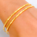 Delicate Classic Chic 22k Gold Bangle Pair