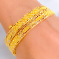 Festive Checkered Leaf 22k Gold Screw Bangle Pair