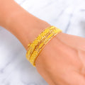 Festive Checkered Leaf 22k Gold Screw Bangle Pair