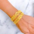 Palatial Floral Netted 22k Gold Screw Bangle Pair