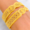 Palatial Floral Netted 22k Gold Screw Bangle Pair