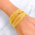 Palatial Floral Netted 22k Gold Screw Bangle Pair