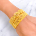 Palatial Floral Netted 22k Gold Screw Bangle Pair