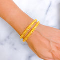 Opulent Reflective Striped 22k Gold Bangle Pair