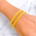 Opulent Reflective Striped 22k Gold Bangle Pair