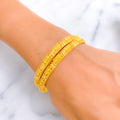 Opulent Reflective Striped 22k Gold Bangle Pair