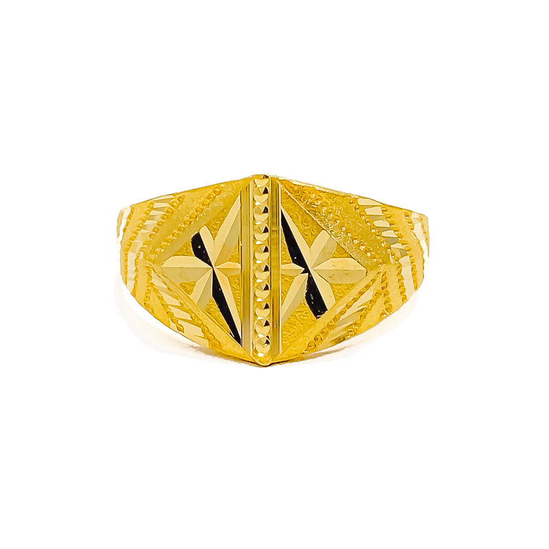 22K Gold Mens Ring - AjRi67598 - US$ 539 - 22kt Gold Ring for men's is  excellently designed with machine cuts in combination with shine finish.