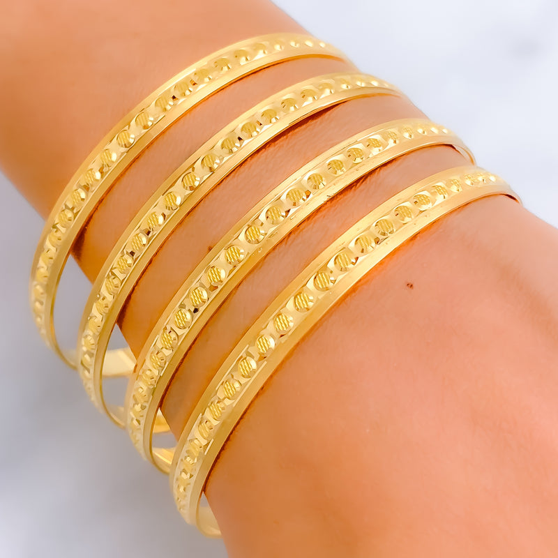 Brilliant Lustrous 22k Gold Dotted Bangles
