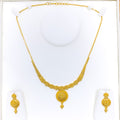 Charming Dome Flower 22k Gold Necklace Set 