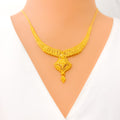 Impeccable Floral 22k Gold Necklace Set 