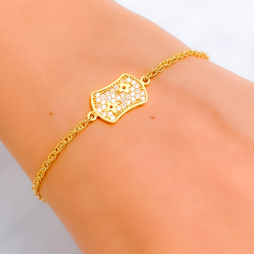Fashionable Elevated 21k Gold CZ Bracelet