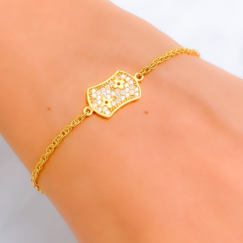 Fashionable Elevated 21k Gold CZ Bracelet