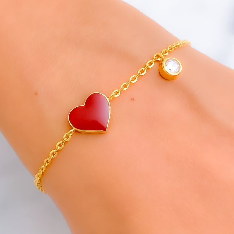 Lovely Heart 21k Gold CZ Bracelet