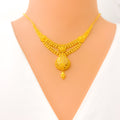 Delightful Detailed Drop 22k Gold Necklace Set 