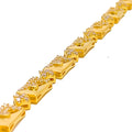 Trendy Rectangular 22k Gold CZ Bracelet 