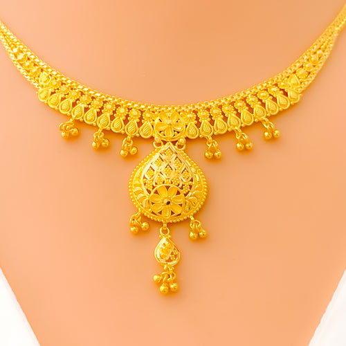 Dangling Festive Drop 22k Gold Necklace Set