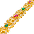 Bright Multi-color 22k Gold CZ Bracelet 