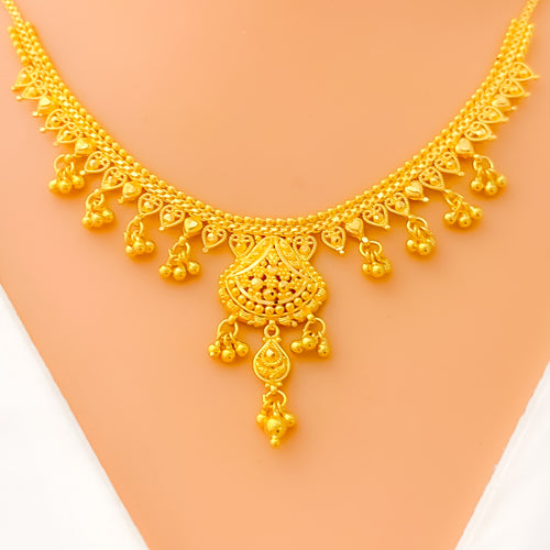 Eclectic Tasseled 22k Gold Necklace Set 