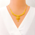 Charming Dome Flower 22k Gold Necklace Set 