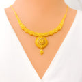 Charming Dome Flower 22k Gold Necklace Set 