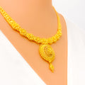 Charming Dome Flower 22k Gold Necklace Set 