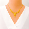 Floral Ornamental 22k Gold Necklace Set 