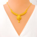 Floral Ornamental 22k Gold Necklace Set 