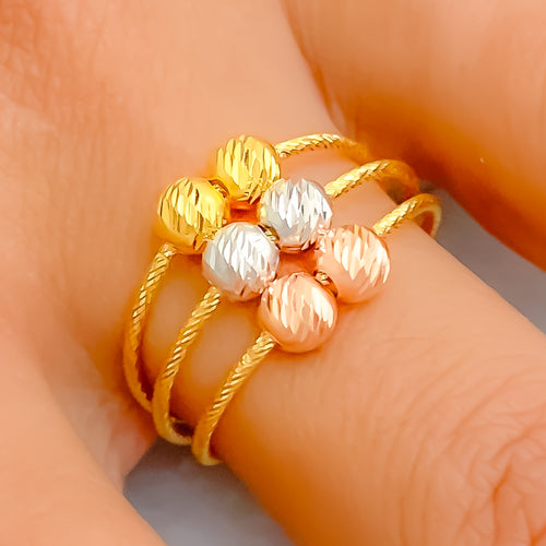 Multi-Color Orb 22K Gold Ring